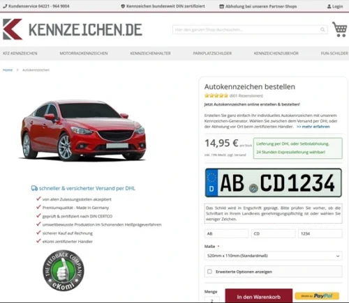 bestellvorgang auf kennzeichen.