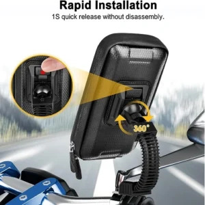Motorrad-Handyhalterung Wasserdichte 360-Rotations-Motorrad-Handyhalterung  mit Regenschutz, verstellbare Motorrad-Spiegel-Telefonhalterung kompatibel  mit Smartph