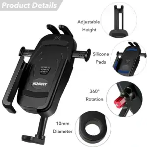 Flexible Handyhalterung für Auto, verstellbar und 360° drehbar, rutschfeste Silikonpads, geeignet für Handys bis 10mm Durchmesser.