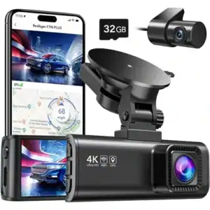 Aufnahmegerät mit Dashcam, Auto-Kamerasystem, 4K Ultra HD, W-LAN, GPS, 32GB Speicher.