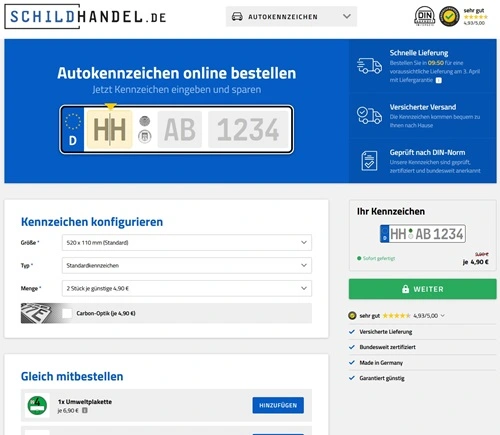 screenshot von schildhandel.de