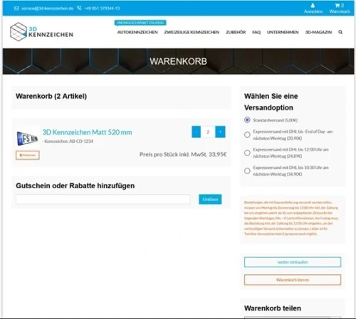 warenkorb 3d kennzeichen.de